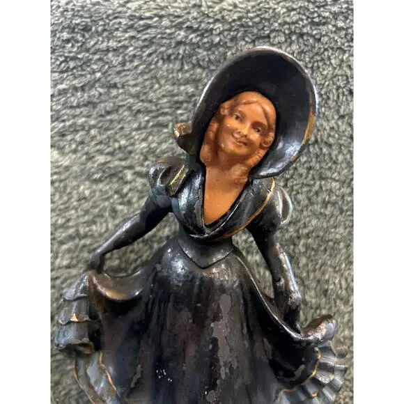 1930s JB Hirsch Cold Painted French Bronze Figure on Marble Pleased to Meet You
